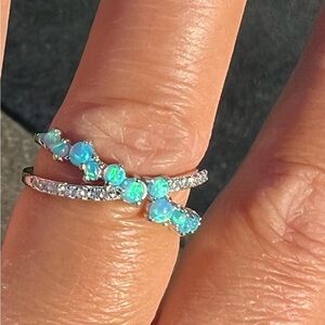 Size 8 bomb party fire opal ring sterling silver